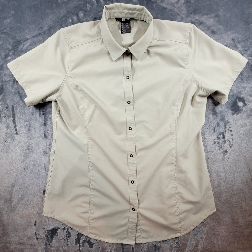 511 Tactical Janet Womens Large Shirt MInt Green Short Sleeve Flex Snap Front